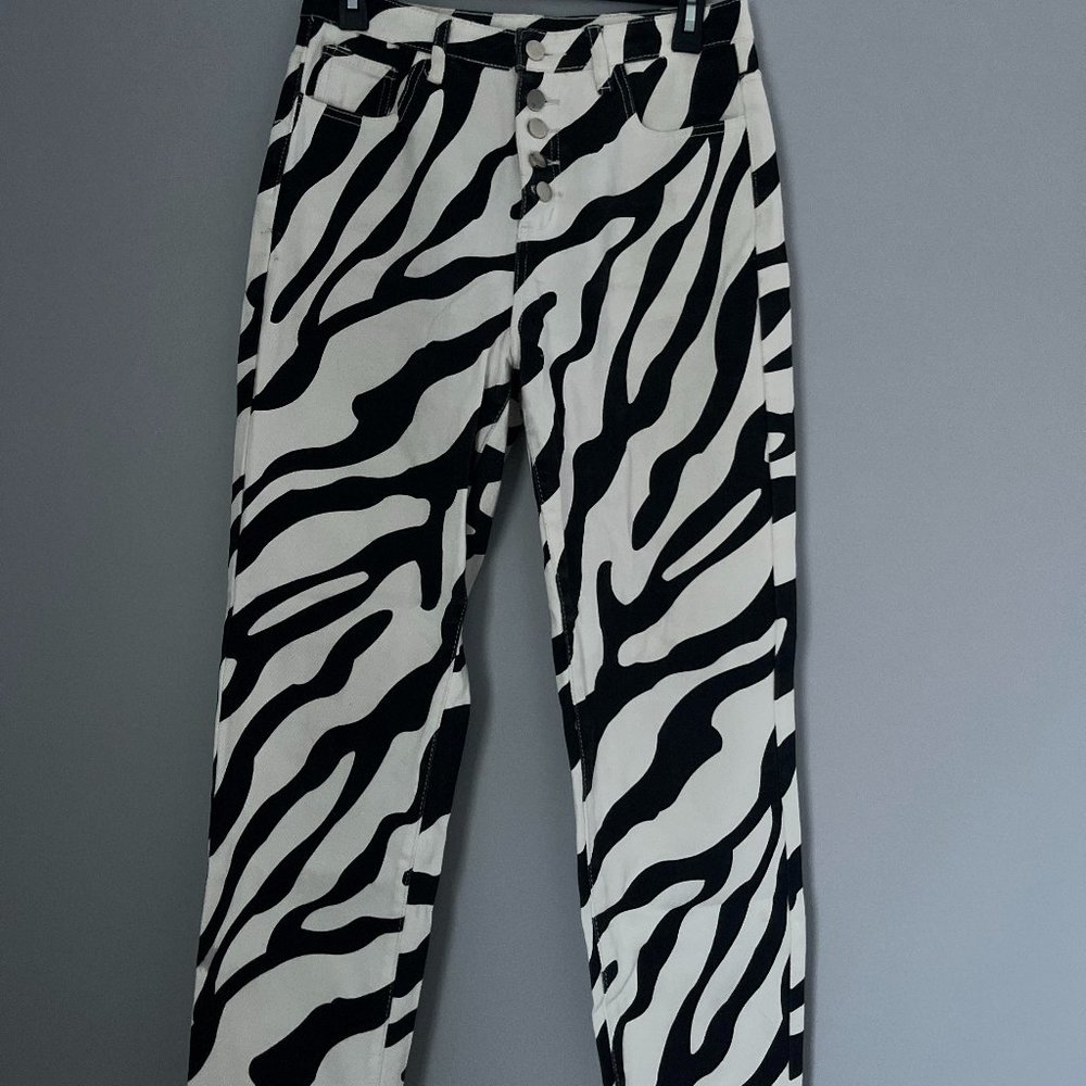 Zebra Wide Leg Patterned Jeans